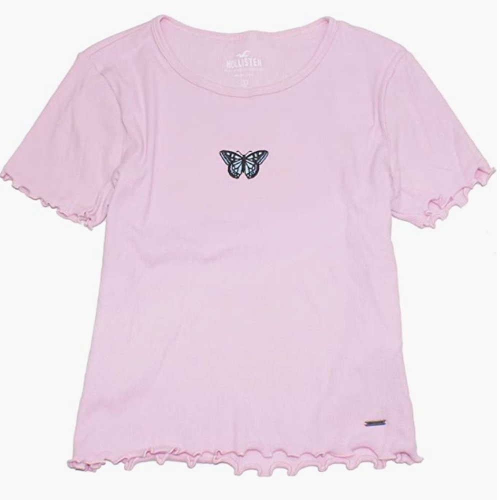 Hollister | must have collection baby Tee pink with butterfly